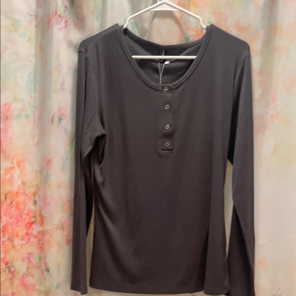 Gray Fitted Button Down Shirt with Polo Collar